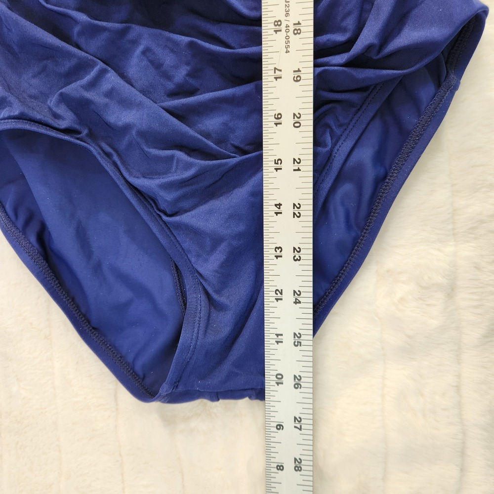 Jantzen Womens Solid Blue Ruched One Piece Swimsuit Size L - Picture 6 of 9